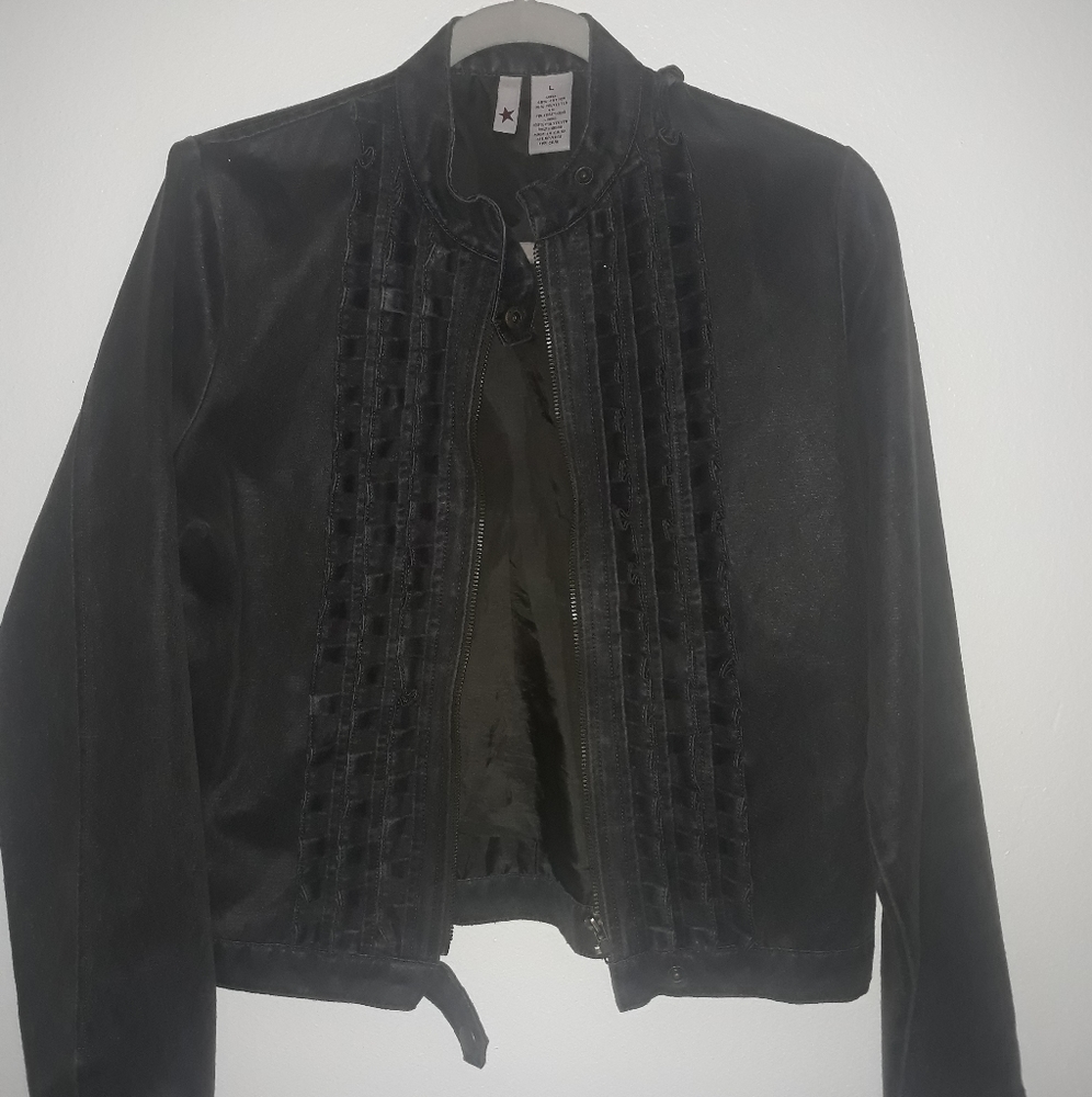 Rustic Gray Ruffled Converse Bomber Jacket
